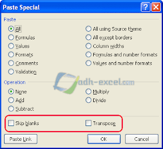 skip blanks dan transpose excel