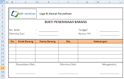 Contoh Form Penerimaan Barang