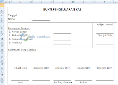 form bukti pengeluaran kas di excel