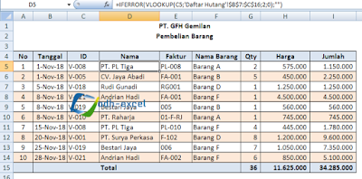 payable in excel