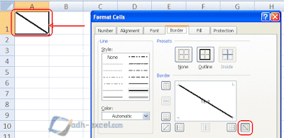 membuat garis diagonal dalam excel