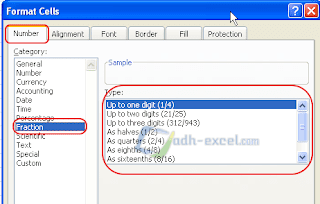 Format Cell untuk angka pecahan dalam Excel