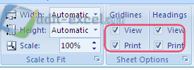 cetak headings dan gridlines excel