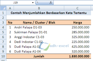 menjumlahan range dengan kriteria dalam excel