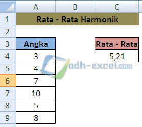 Menghitung rata - rata harmonik di excel