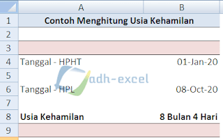 menghitung usia kehamilan di excel