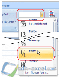 Format untuk angka pecahan di Excel