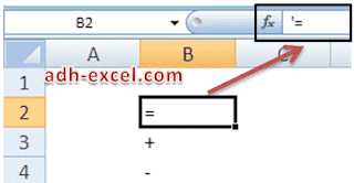 mencegah tanda + - = dideteksi rumus oleh Excel