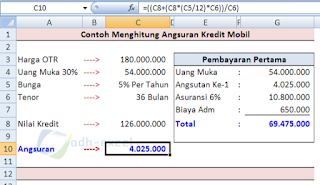 rumus excel untuk menghitung angsuran kredit kendaraan