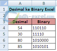 adh-excel.com Desimal ke Binary dengan rumus Excel