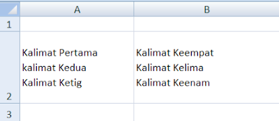 dua kata dalam satu cell excel