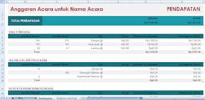 adh-excel.com Anggaran Acara Sederhana Sheet Pendapatan