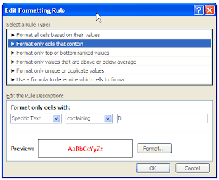 Setting Mewarnai huruf otomatis excel