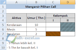 mengarsir cell pilihan pada excel