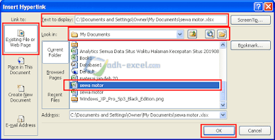 membuat link antar file di excel