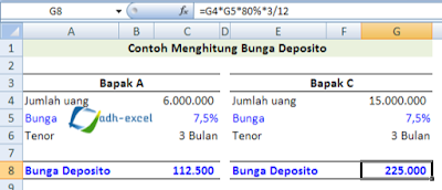 bunga deposito dengan excel