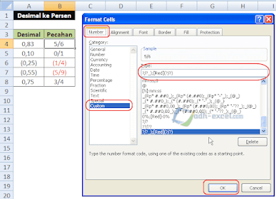 adh-excel.com Mengubah desimal ke pecahan dengan custom number