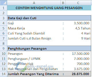 Rumus Excel Menghitung Pesangon