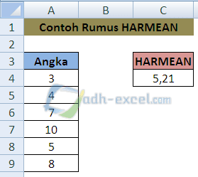 Rumus Excel HARMEAN