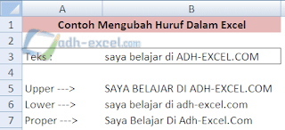 Mengubah huruf dalam Excel