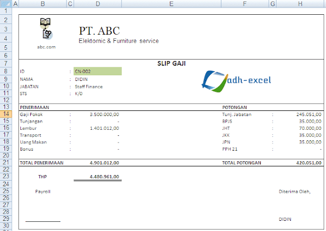 membuat slip gaji di excel