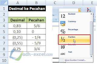 adh-excel.com Mengubah desimal ke pecahan dalam excel