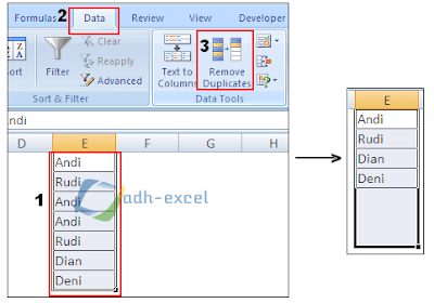 menghapus data ganda dalam excel