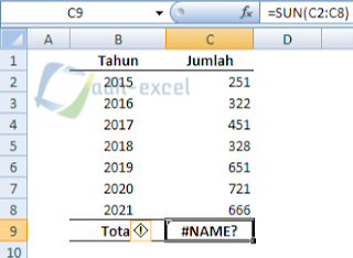 error #NAME? in excel solution