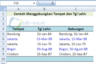 combine date of birth in excel