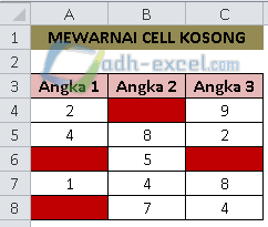 Mewarnai Cell Kosong otomatis